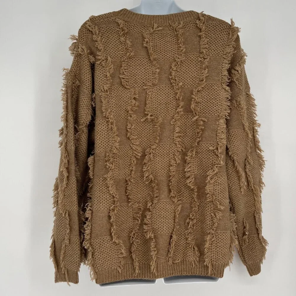 Fringed‎ Chunky Knit Sweater Mainstrip Size Oversized Small